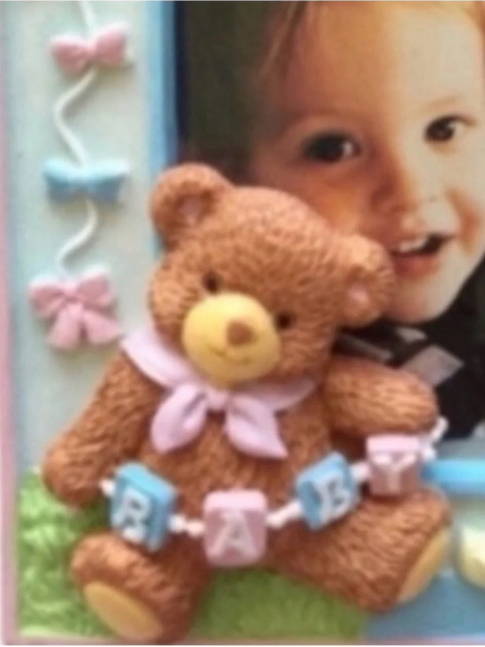 ROMAN Lullaby Baby Picture Frame 3D Teddy Bear Nursery Decor Vintage Gifts NIB